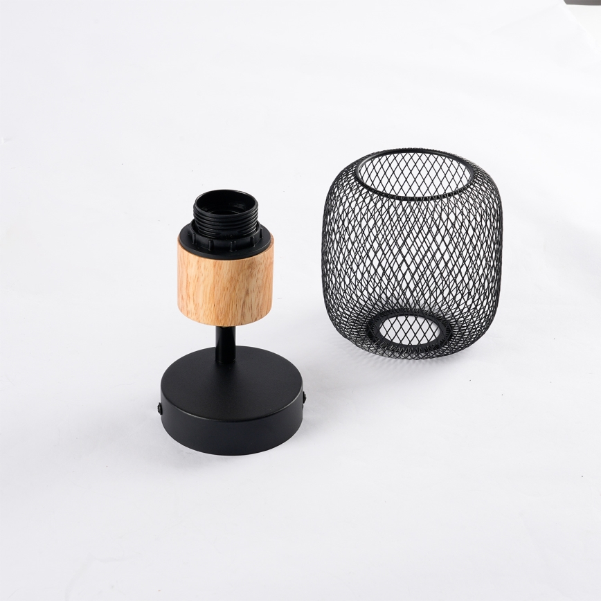 Brilagi - Sienas prožektors BASKLITE 1xE27/15W/230V, koka / melnā krāsā