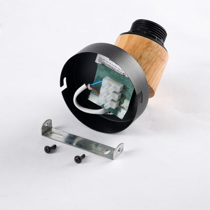 Brilagi - Sienas prožektors BASKLITE 1xE27/15W/230V, koka / melnā krāsā