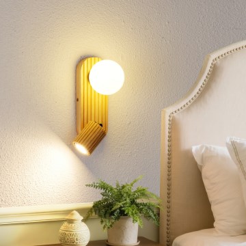 Brilagi - sienas punktgaismeklis MODERN WOOD 1xG9/5W/230V + 1xGU10/8W no kaučuka koka