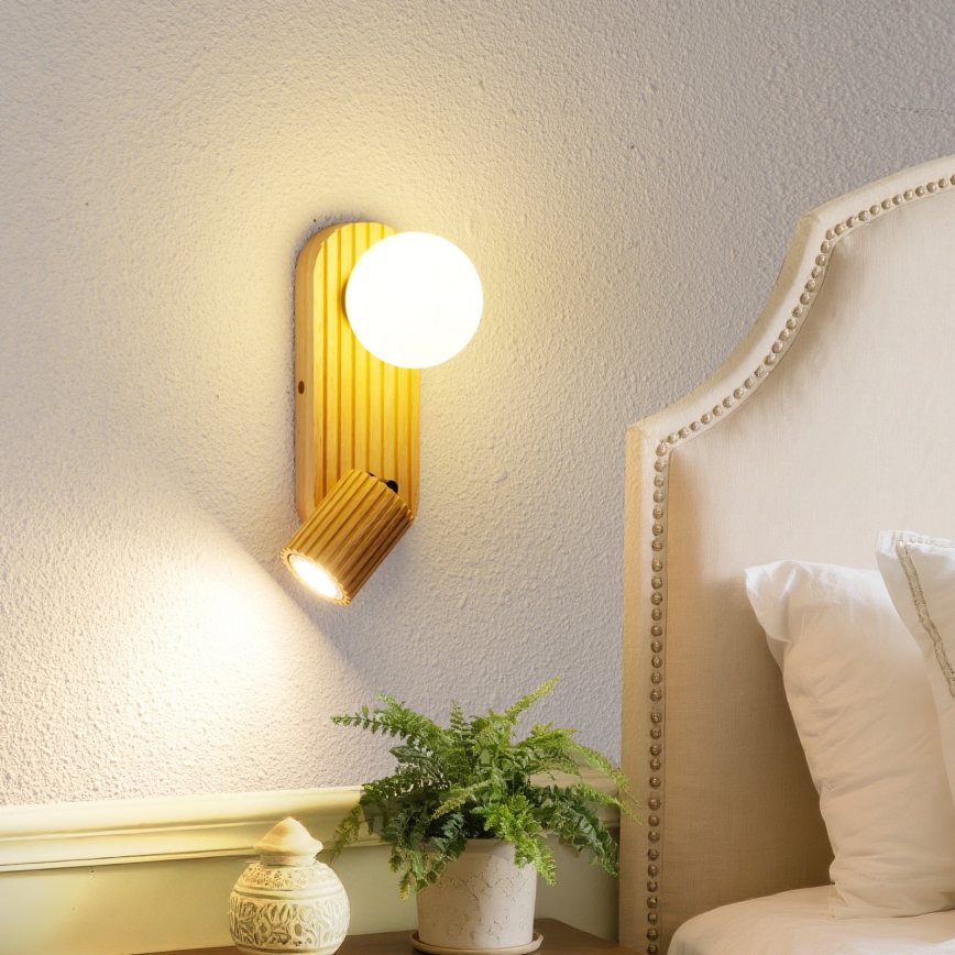Brilagi - sienas punktgaismeklis MODERN WOOD 1xG9/5W/230V + 1xGU10/8W no kaučuka koka
