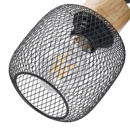 Brilagi - Sienas punktveida gaismeklis BASKLITE 1xE27/15W/230V gumijas koks/melns