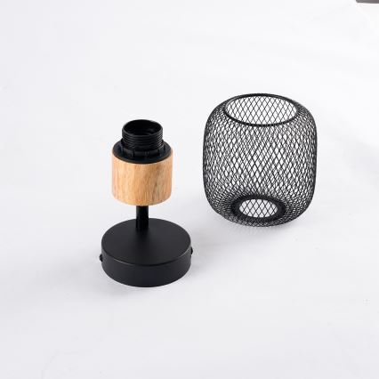 Brilagi - Sienas punktveida gaismeklis BASKLITE 1xE27/15W/230V gumijas koks/melns