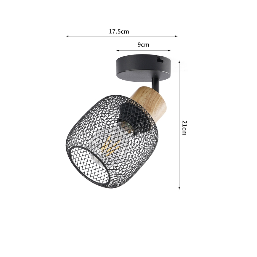 Brilagi - Sienas punktveida gaismeklis BASKLITE 1xE27/15W/230V gumijas koks/melns