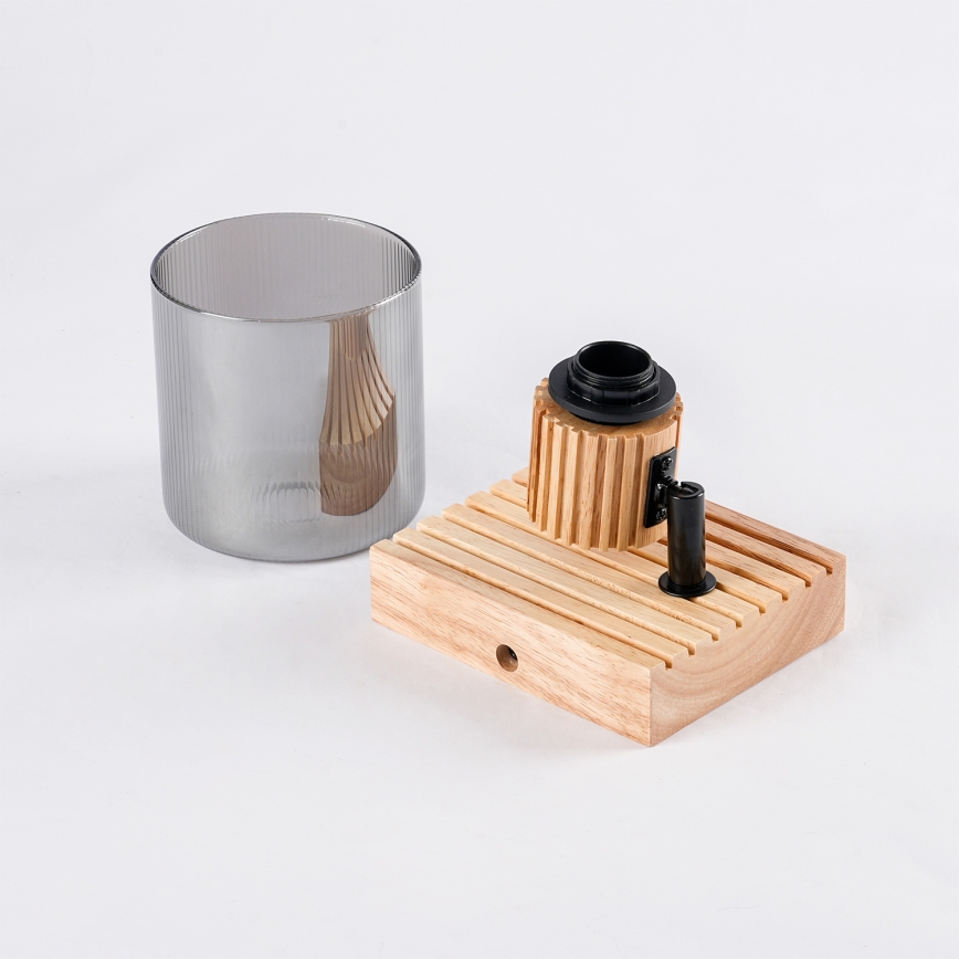 Brilagi - Sienas punktveida gaismeklis HYGGE 1xE14/15W/230V koka/dūmakaina