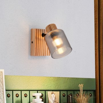 Brilagi - Sienas punktveida gaismeklis HYGGE 1xE14/15W/230V koks/dūmots