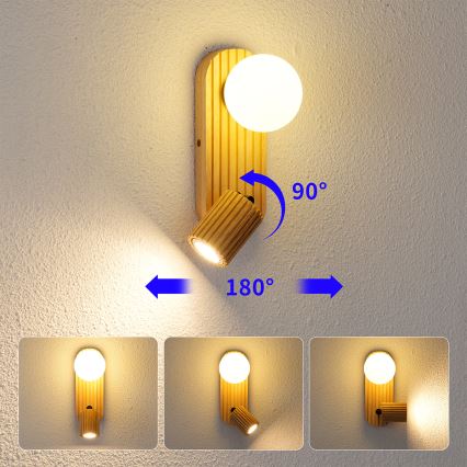 Brilagi - sienas punktgaismeklis MODERN WOOD 1xG9/5W/230V + 1xGU10/8W no kaučuka koka