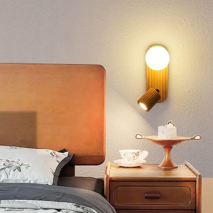 Brilagi - sienas punktgaismeklis MODERN WOOD 1xG9/5W/230V + 1xGU10/8W no kaučuka koka