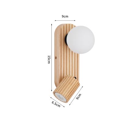 Brilagi - sienas punktgaismeklis MODERN WOOD 1xG9/5W/230V + 1xGU10/8W no kaučuka koka