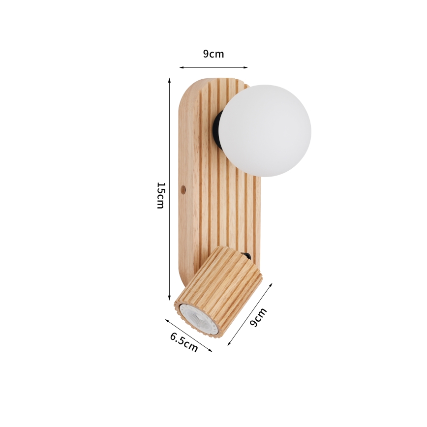 Brilagi - sienas punktgaismeklis MODERN WOOD 1xG9/5W/230V + 1xGU10/8W no kaučuka koka
