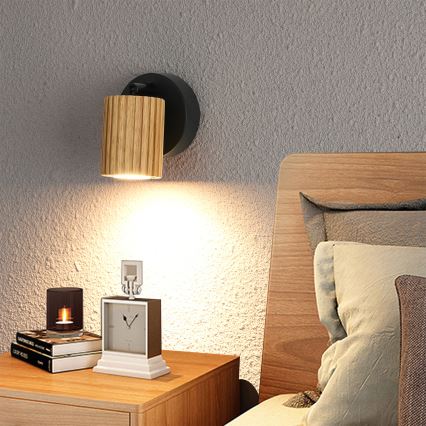 Brilagi - Sienas punktveida gaismeklis MODERN WOOD 1xGU10/8W/230V kaučuka koks/melns