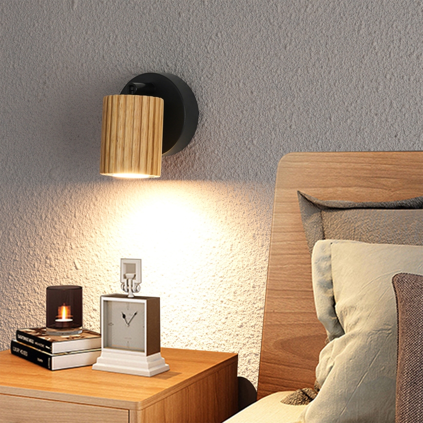 Brilagi - Sienas punktveida gaismeklis MODERN WOOD 1xGU10/8W/230V kaučuka koks/melns