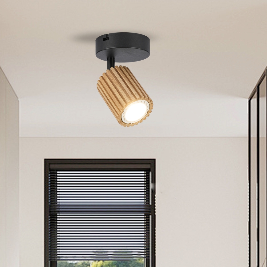 Brilagi - Sienas punktveida gaismeklis MODERN WOOD 1xGU10/8W/230V kaučuka koks/melns