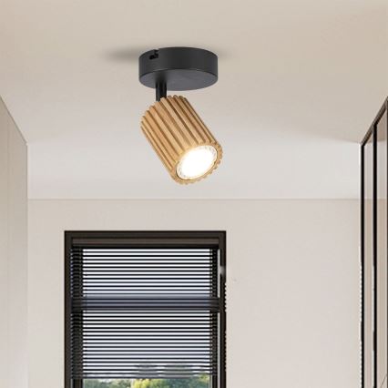Brilagi - Sienas punktveida gaismeklis MODERN WOOD 1xGU10/8W/230V koks/melns