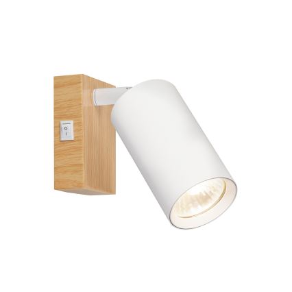 BRILAGI - sienas punktveida gaismeklis ar slēdzi SELE 1xGU10/30W/230V balts/ozola dekors