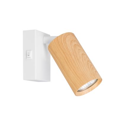BRILAGI - Sienas punktveida gaismeklis ar slēdzi SELE 1xGU10/30W/230V balts/ozola dekors