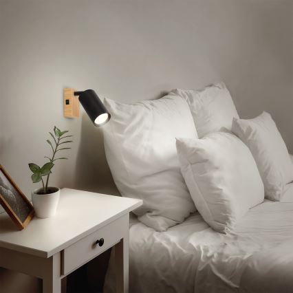 Brilagi - Sienas spota gaismeklis SELE 1xGU10/30W/230V melna/ozola dekors