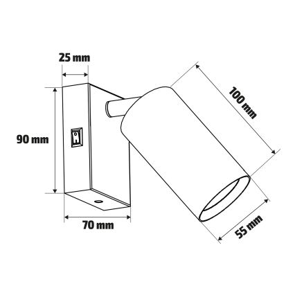 Brilagi - Sienas spota gaismeklis SELE 1xGU10/30W/230V melna/ozola dekors