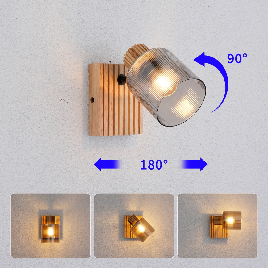 Brilagi - Sienas spotgaismeklis HYGGE 1xE14/15W/230V kaučuka koks/dūmains