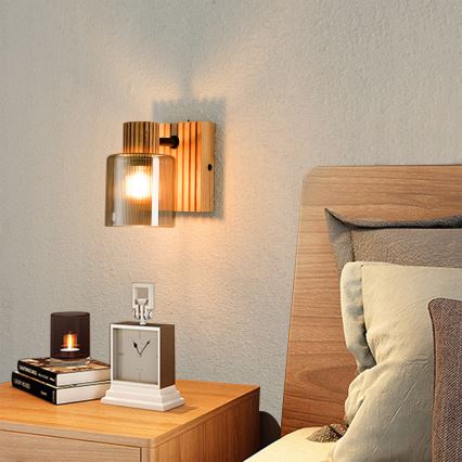 Brilagi - Sienas spotgaismeklis HYGGE 1xE14/15W/230V kaučuka koks/dūmains