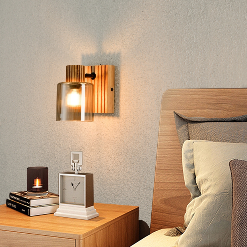 Brilagi - Sienas spotgaismeklis HYGGE 1xE14/15W/230V kaučuka koks/dūmains
