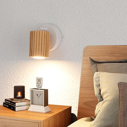Brilagi - Sienas spotgaismeklis MODERN WOOD 1xGU10/8W/230V kaučuka koks/balta