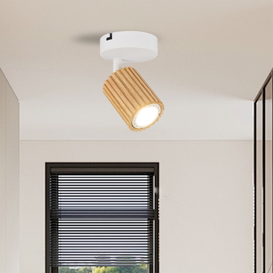 Brilagi - Sienas spotgaismeklis MODERN WOOD 1xGU10/8W/230V kaučuka koks/balta