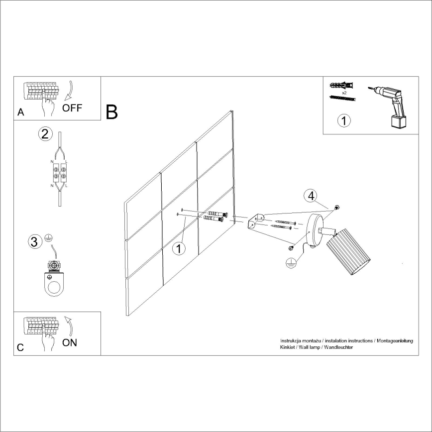 Brilagi - Sienas starmetis CRESTO 1xGU10/10W/230V zelta
