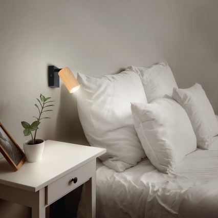Brilagi - Sienas starmetis SELE 1xGU10/30W/230V melna/ozolkoka dekors