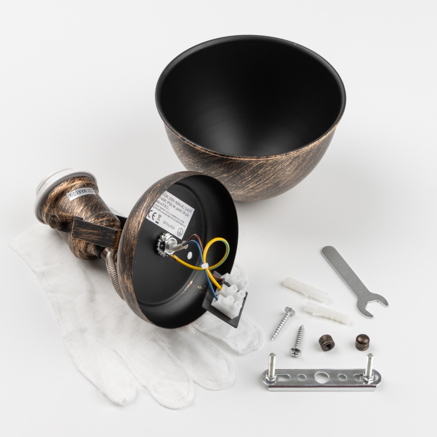 Brilagi - Sienas starmetis TECHNO 1xE27/60W/230V bronza/patina