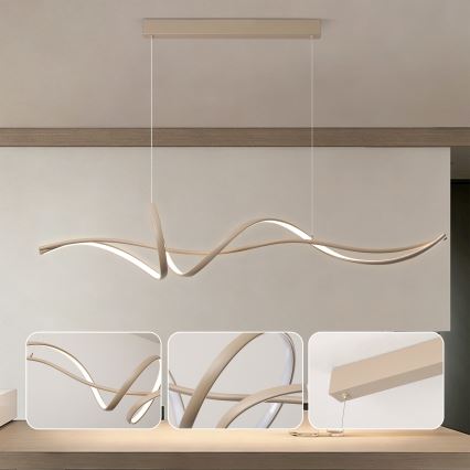 Brilagi - LED aptumšojama karājas lampa uz troses SIGNATURE LED/55W/230V 3000-6000K 120x23 cm bēša + tālvadība