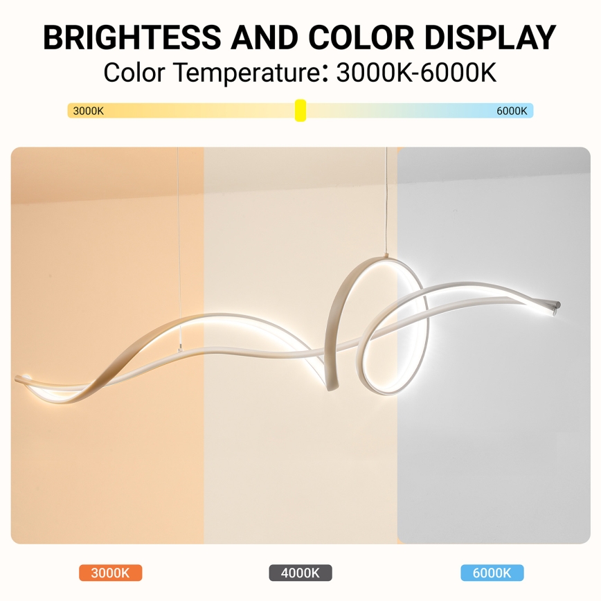 Brilagi - LED aptumšojama karājas lampa uz troses SIGNATURE LED/55W/230V 3000-6000K 120x23 cm bēša + tālvadība