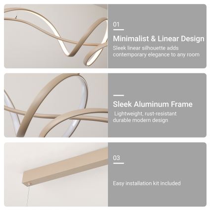 Brilagi - LED aptumšojama karājas lampa uz troses SIGNATURE LED/55W/230V 3000-6000K 120x23 cm bēša + tālvadība