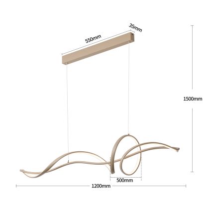 Brilagi - LED aptumšojama karājas lampa uz troses SIGNATURE LED/55W/230V 3000-6000K 120x23 cm bēša + tālvadība
