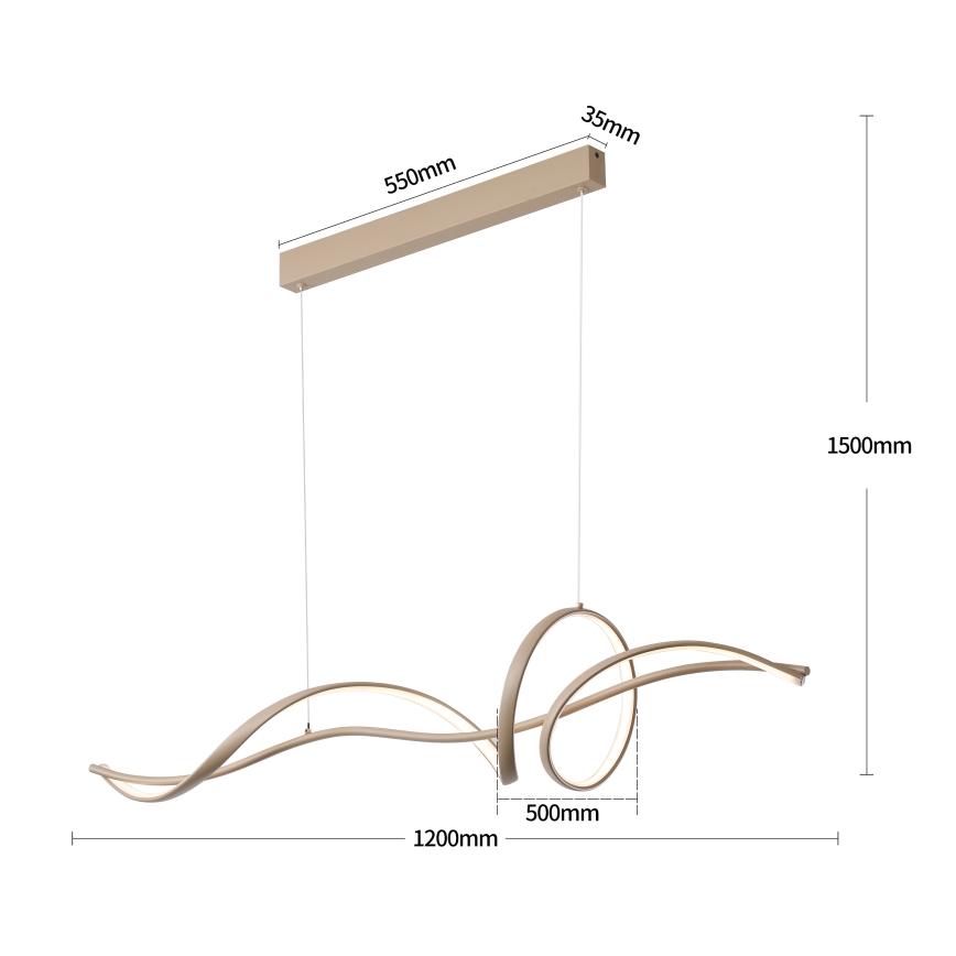 Brilagi - LED aptumšojama karājas lampa uz troses SIGNATURE LED/55W/230V 3000-6000K 120x23 cm bēša + tālvadība