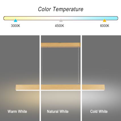 Brilagi - Regulējama LED lustra SLEEKLINE SMART LED/40W/230V Wi‑Fi Tuya, ozola dekors + tālvadības pults