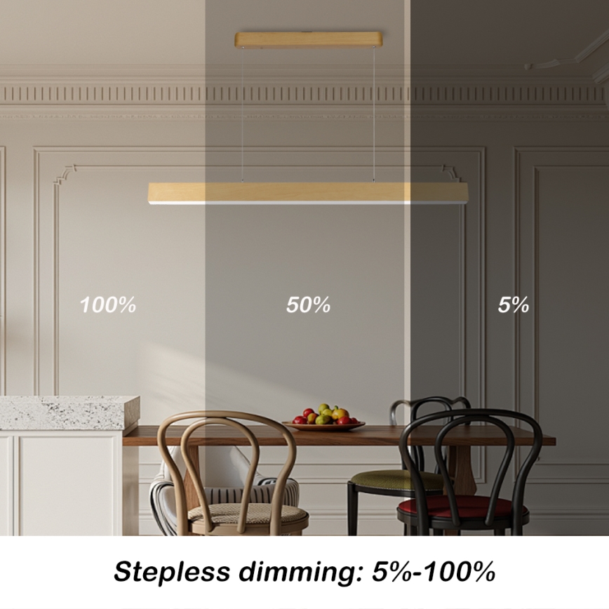 Brilagi - Regulējama LED lustra SLEEKLINE SMART LED/40W/230V Wi‑Fi Tuya, ozola dekors + tālvadības pults