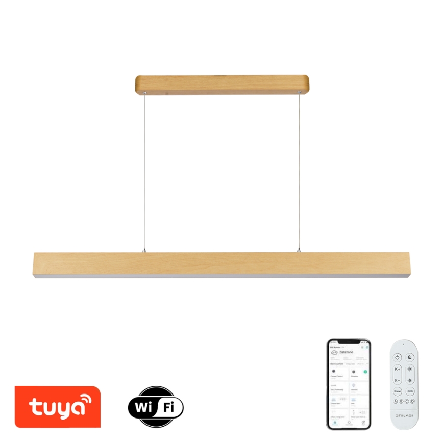 Brilagi - Regulējama LED lustra SLEEKLINE SMART LED/40W/230V Wi‑Fi Tuya, ozola dekors + tālvadības pults