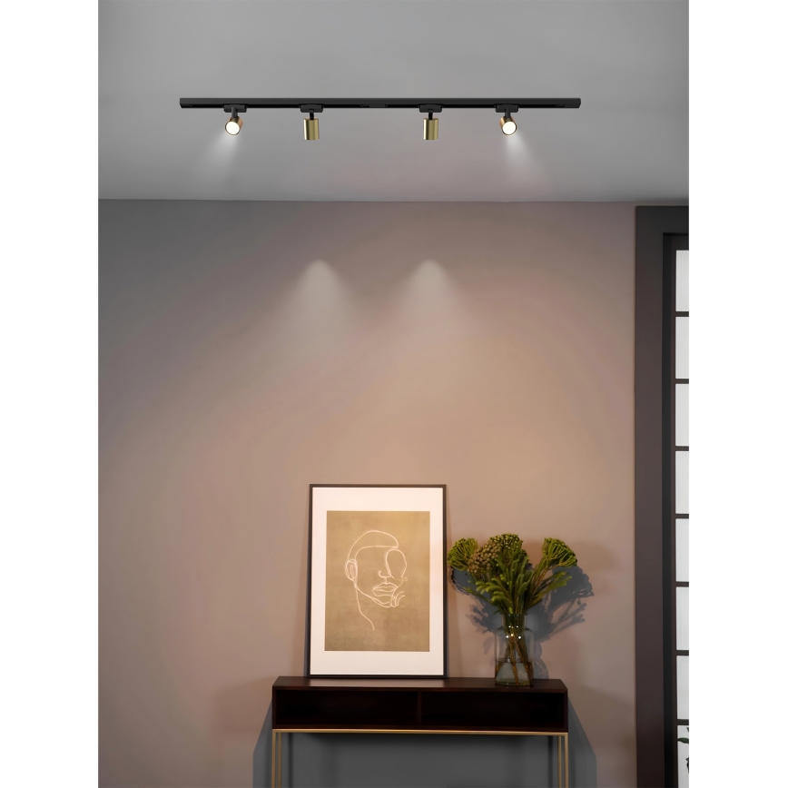 Brilagi - Sliežu sistēmas virziena gaismeklis HUSKY 4xGU10/10W/230V melns/zelts