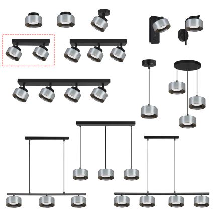 Brilagi - Spot gaismeklis AURA LUX 2xGX53/30W/230V melns/dūmains