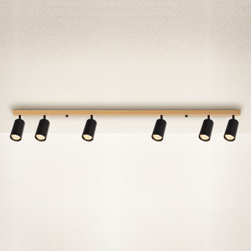 Brilagi - Spot gaismeklis SELE 6xGU10/30W/230V, melns ar ozolkoka dekoru
