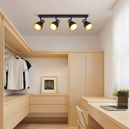 Brilagi - Spota gaismeklis ODENSE 4xE14/10W/230V koka/melns