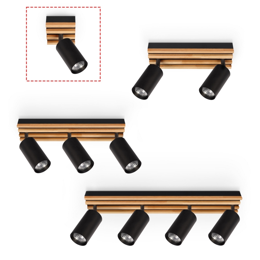 Brilagi - Spota gaismeklis SELE WOOD 1xGU10/30W/230V melns/koks