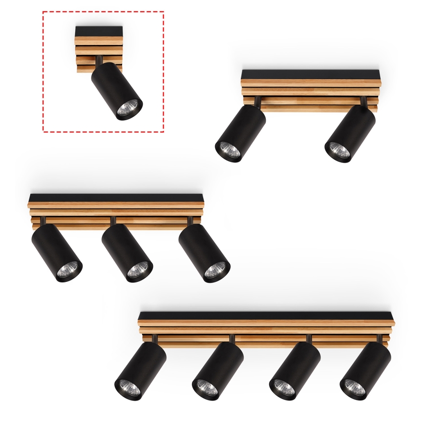 Brilagi - Spota gaismeklis SELE WOOD ACOUSTIC 1xGU10/30W/230V melns/koks