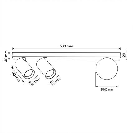 Brilagi - Spota lampa SELE BALL 2xGU10/30W/230V + 1xG9/10W balta
