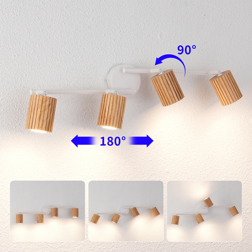 Brilagi - Spotu gaismeklis MODERN WOOD 4xGU10/8W/230V koks/balts