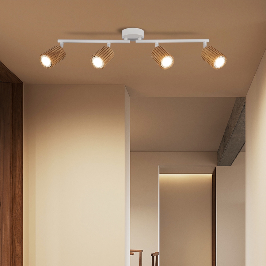 Brilagi - Spotu gaismeklis MODERN WOOD 4xGU10/8W/230V koks/balts
