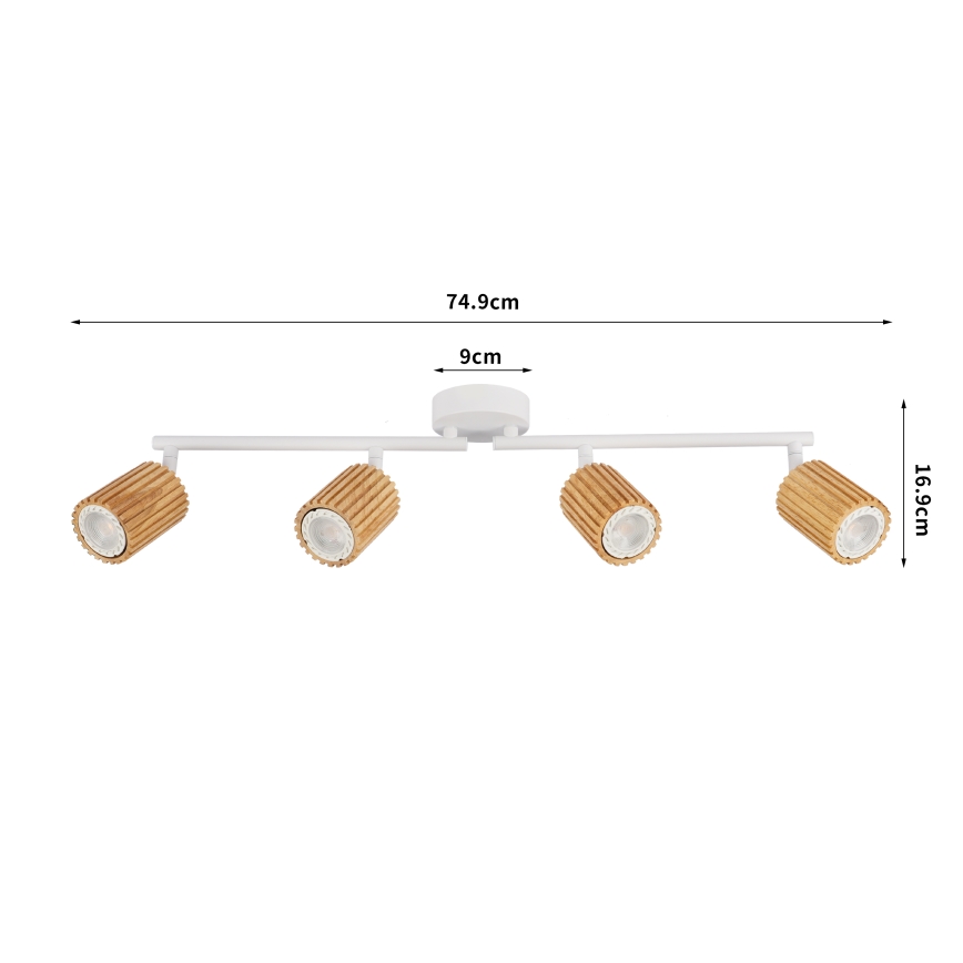 Brilagi - Spotu gaismeklis MODERN WOOD 4xGU10/8W/230V koks/balts