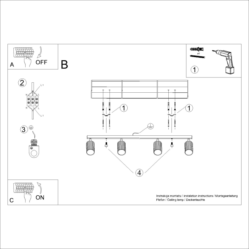 Brilagi - Starmetis CRESTO 4xGU10/10W/230V krēmkrāsa