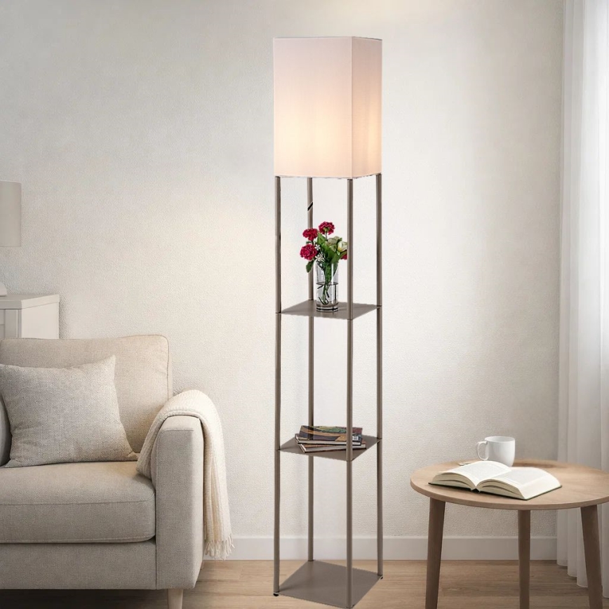 Brilagi - Stāvlampa ar plauktiem GRADUS 1xE27/40W/230V 150 cm pelēka/bēša