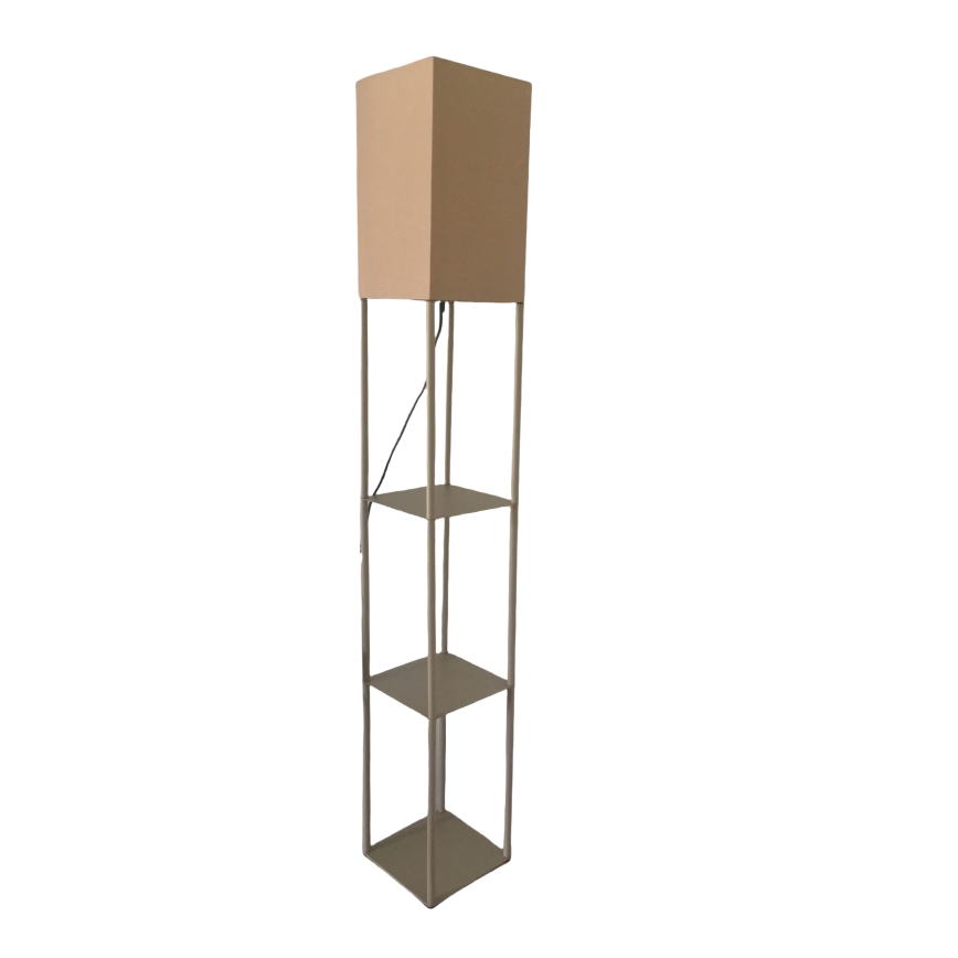 Brilagi - Stāvlampa ar plauktiem GRADUS 1xE27/40W/230V 150 cm pelēka/bēša